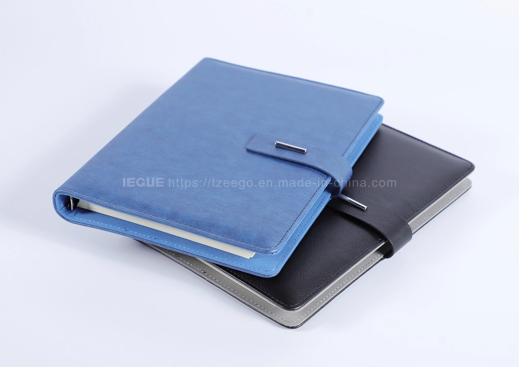 OEM PU Leather Cover Executive Monthly Weekly Planner Customized A5 Size Ring Binder Loose Leaf Notebook with Pocket Inside