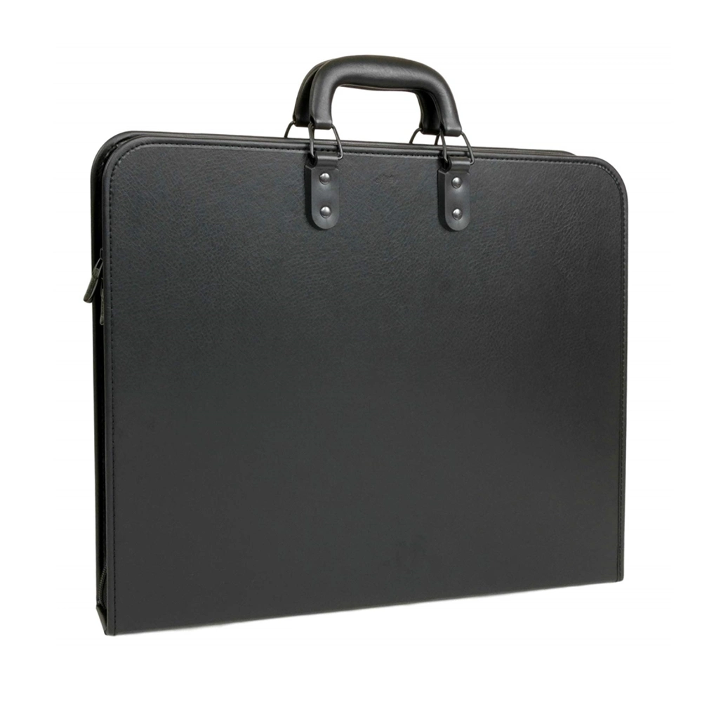 PU Zipper Closure A3 Leather Portfolio with Handle